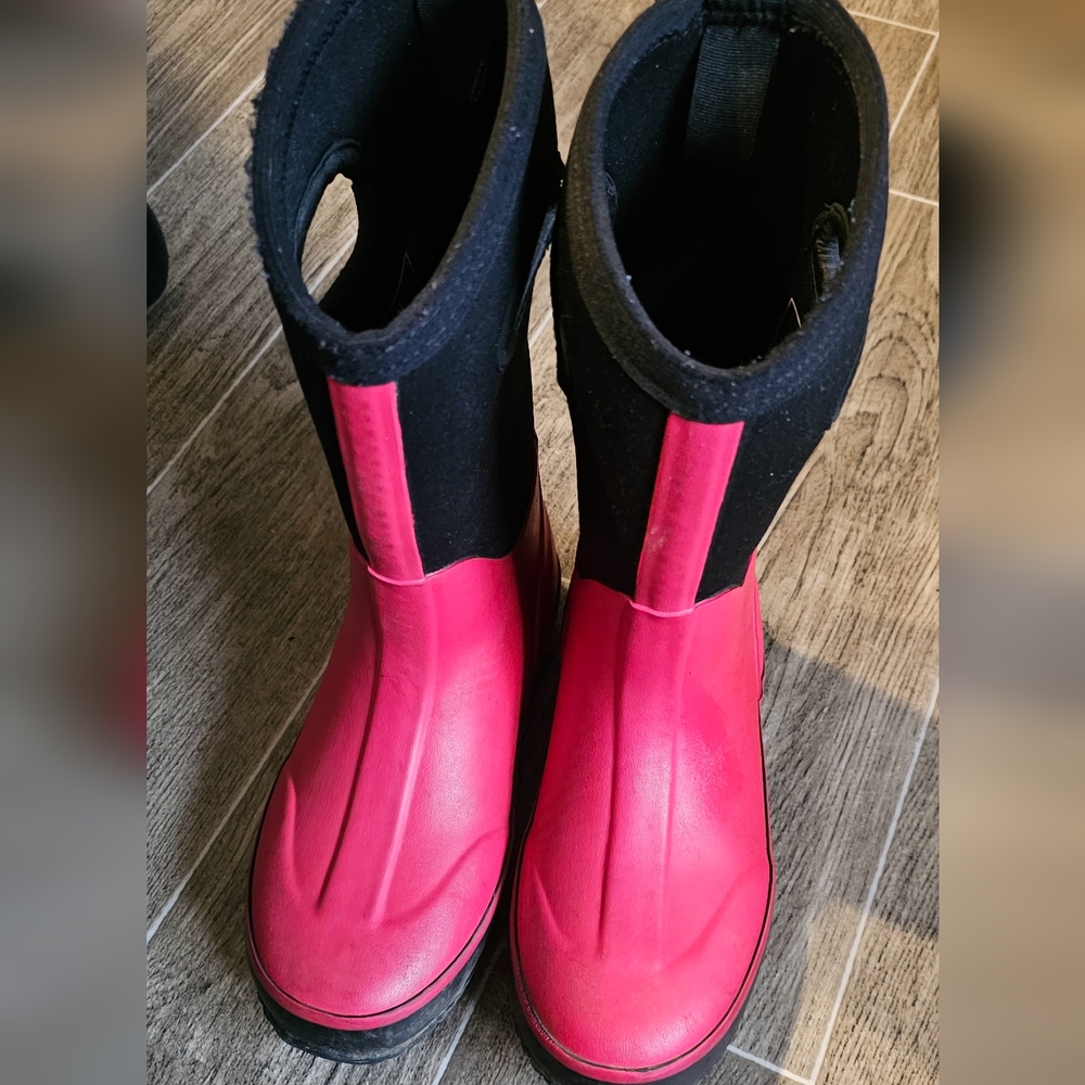 Pink and Black Rubber Boots